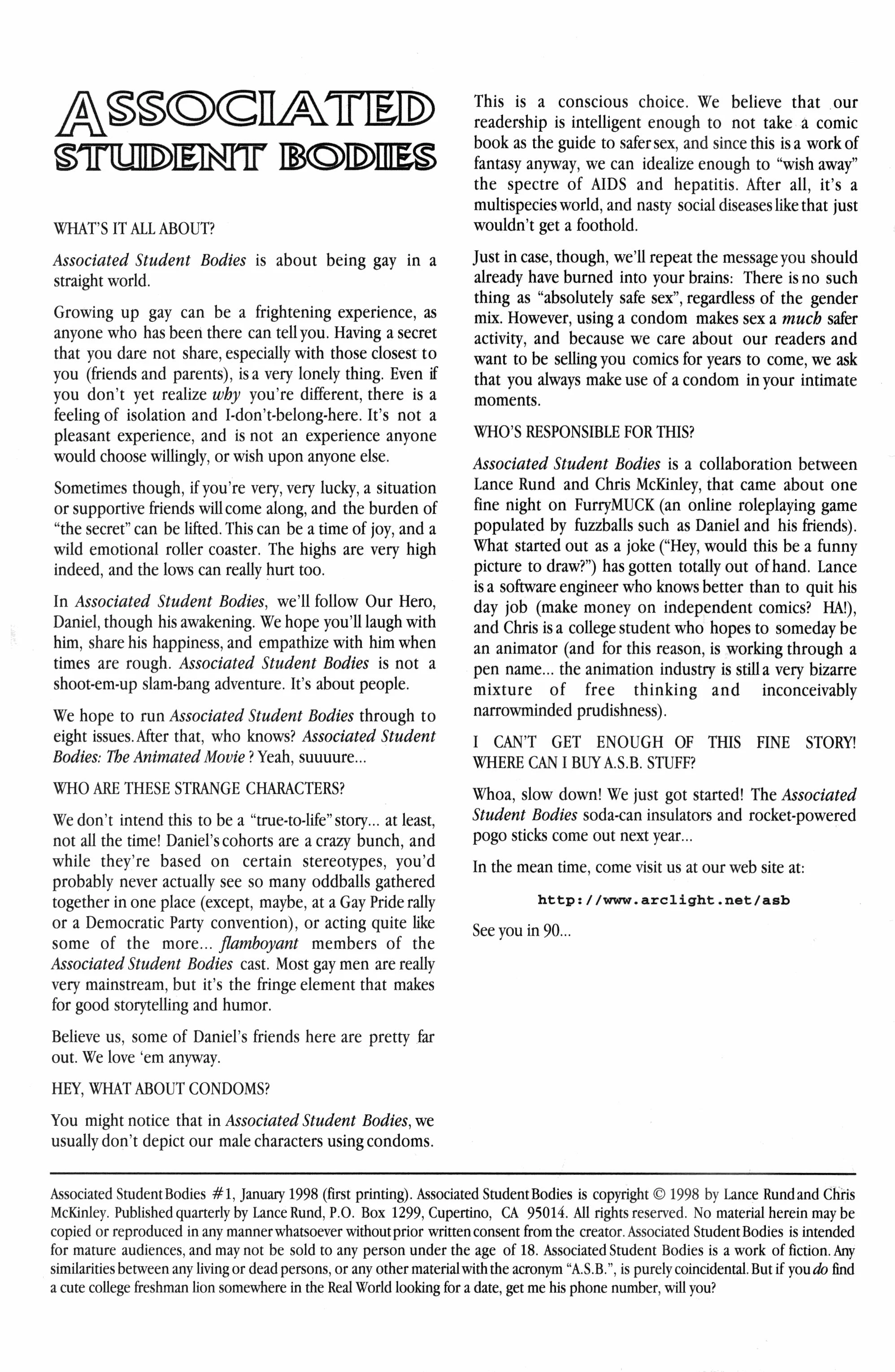 Associated Student Bodies - Issue One — page 1