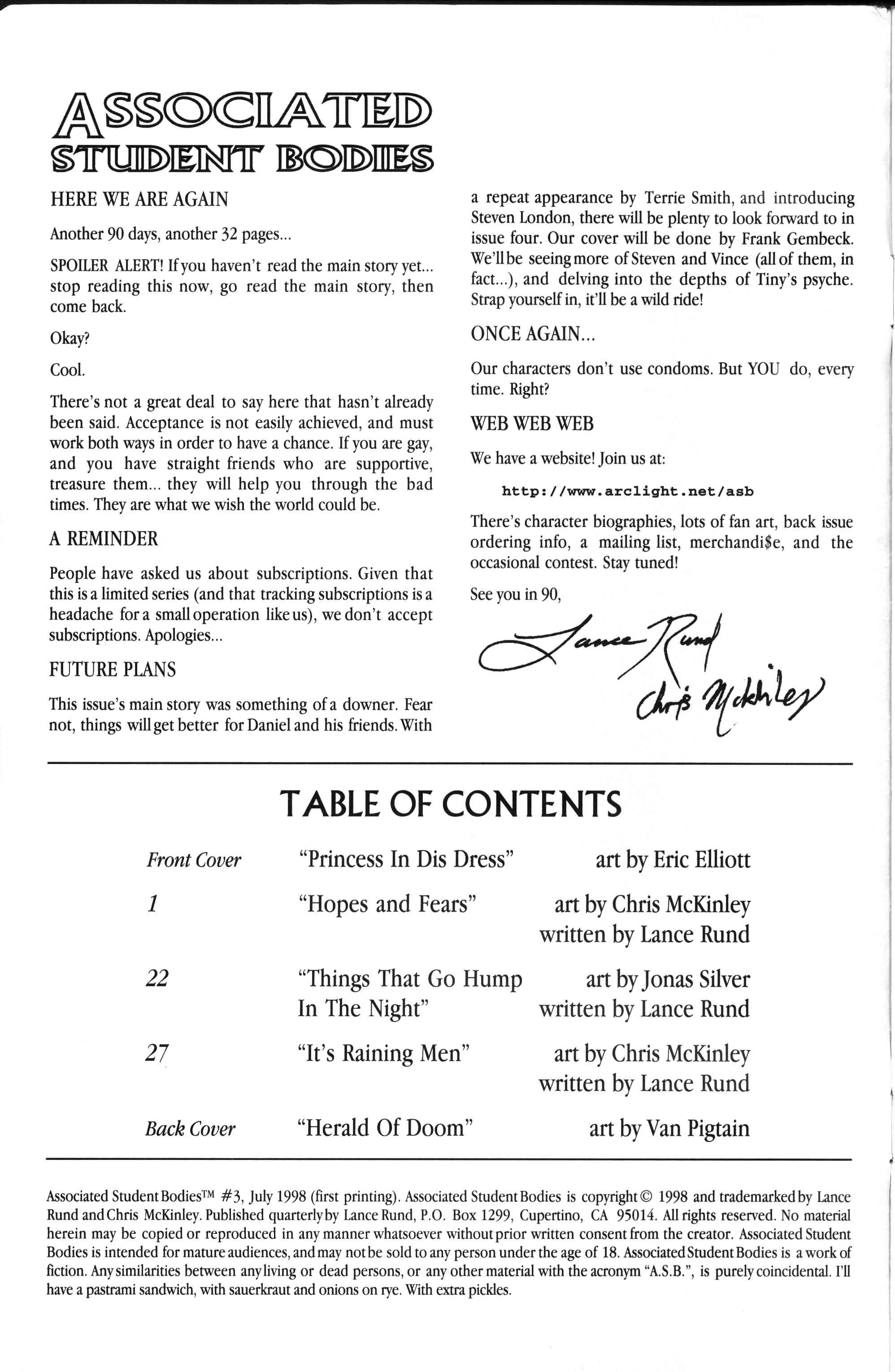 Associated Student Bodies - Issue Three — page 1